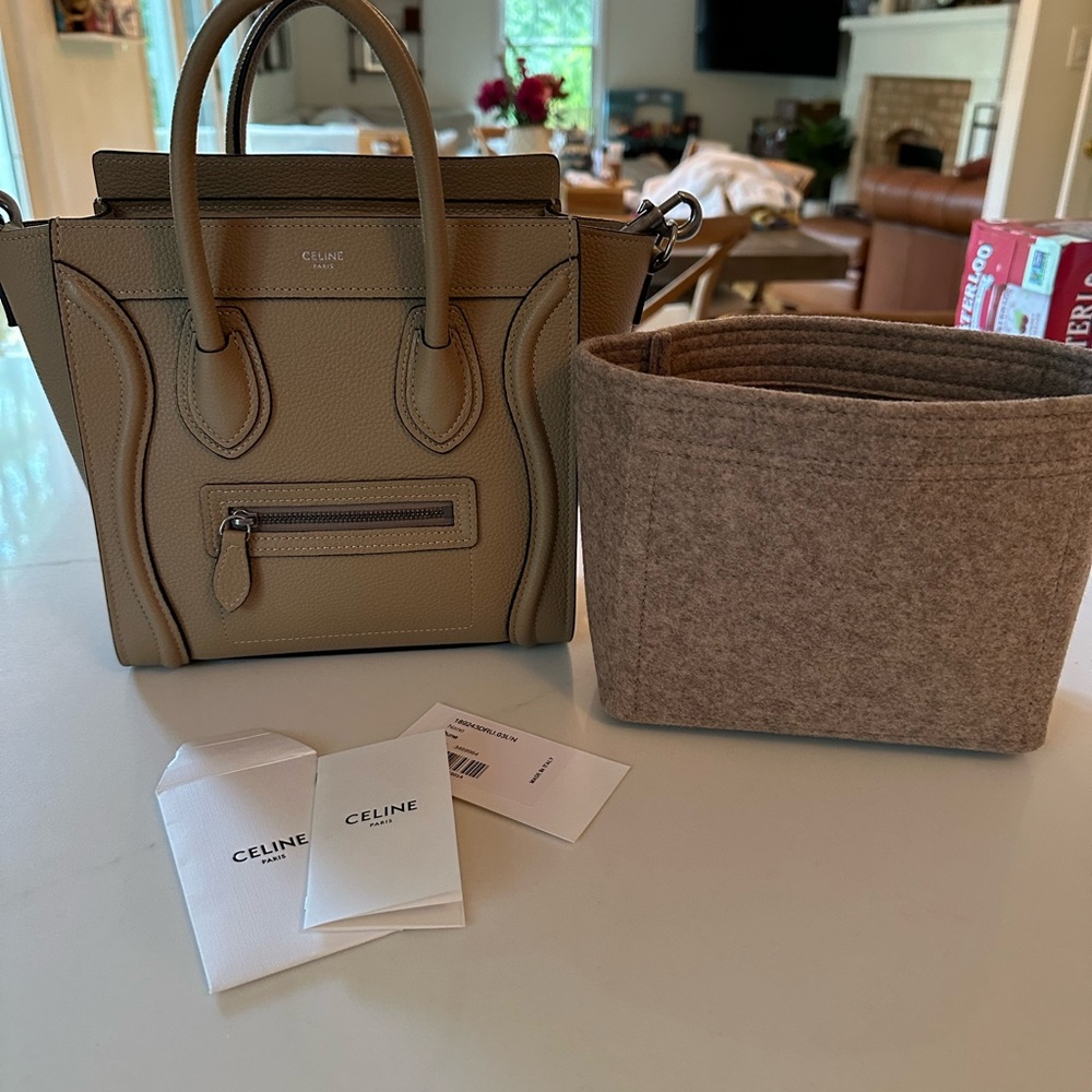 Authentic Celine Nano Luggage Bag in Dune with Tags, Box, Dustbag